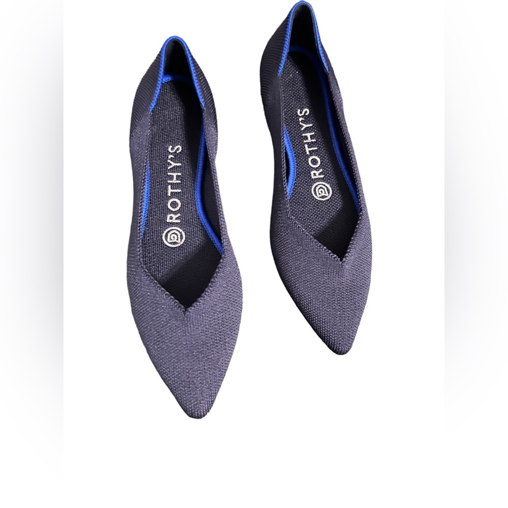 BRAND NEW WITHOUT TAGS; ROTHYS THE POINT toe flats in dark navy - washable!!!